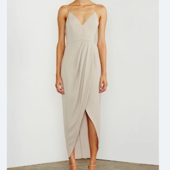 SHONA JOY Core Cocktail Draped Midi Dress Oyster 12 - Picture 10 of 13